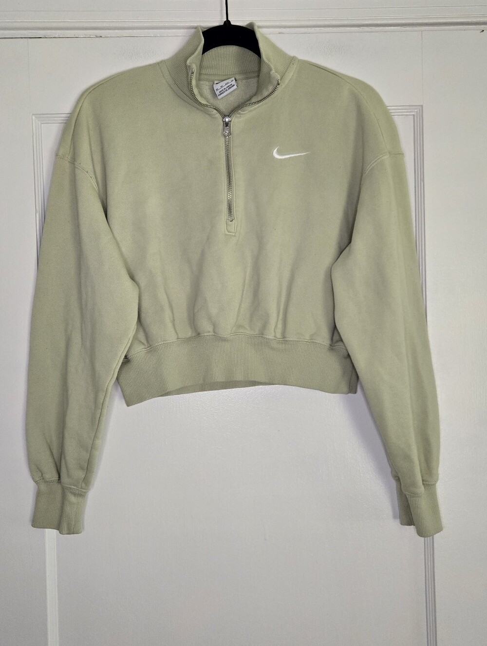 Nike Light Green Pheonix Quarter Zip Cropped Sweatshirt Athleisure Women's XS